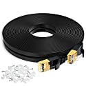 Flat Patch Cable for Modem Router LAN Cat 7 Ethernet Cable 75 ft 10GB Fastest Shielded RJ45 Computer Internet Network Cable Black 75 ft Haslo Tech 